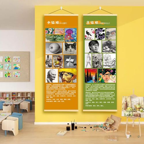 美术培训班教室布置装饰挂画少儿绘画培训学校培训机构背景墙海报